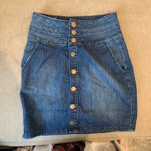 Forever 21 Denim Button Up Skirt with Suspenders